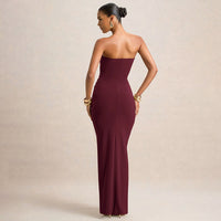 SIREN Strapless Ruched Maxi Dress With Draped Front