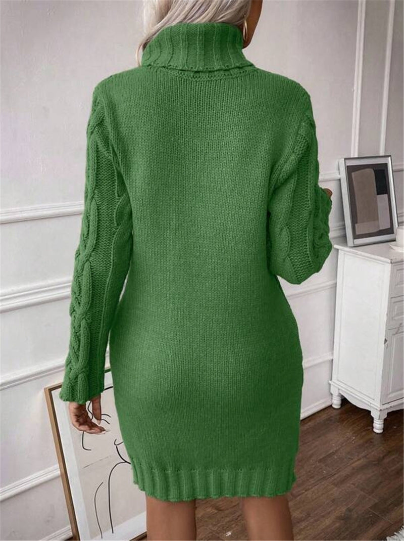 Vittoria-Celeste High Collar Knit Sweater Dress