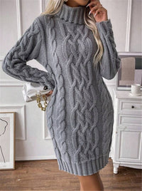 Vittoria-Celeste High Collar Knit Sweater Dress