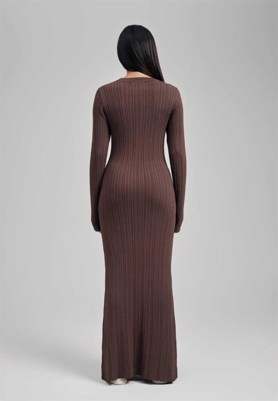 Lorenza-Mari Ribbed Knit Maxi Dress