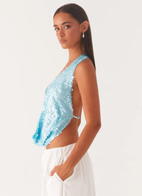 LUNA Azzurro Cowl Top