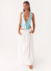 LUNA Azzurro Cowl Top