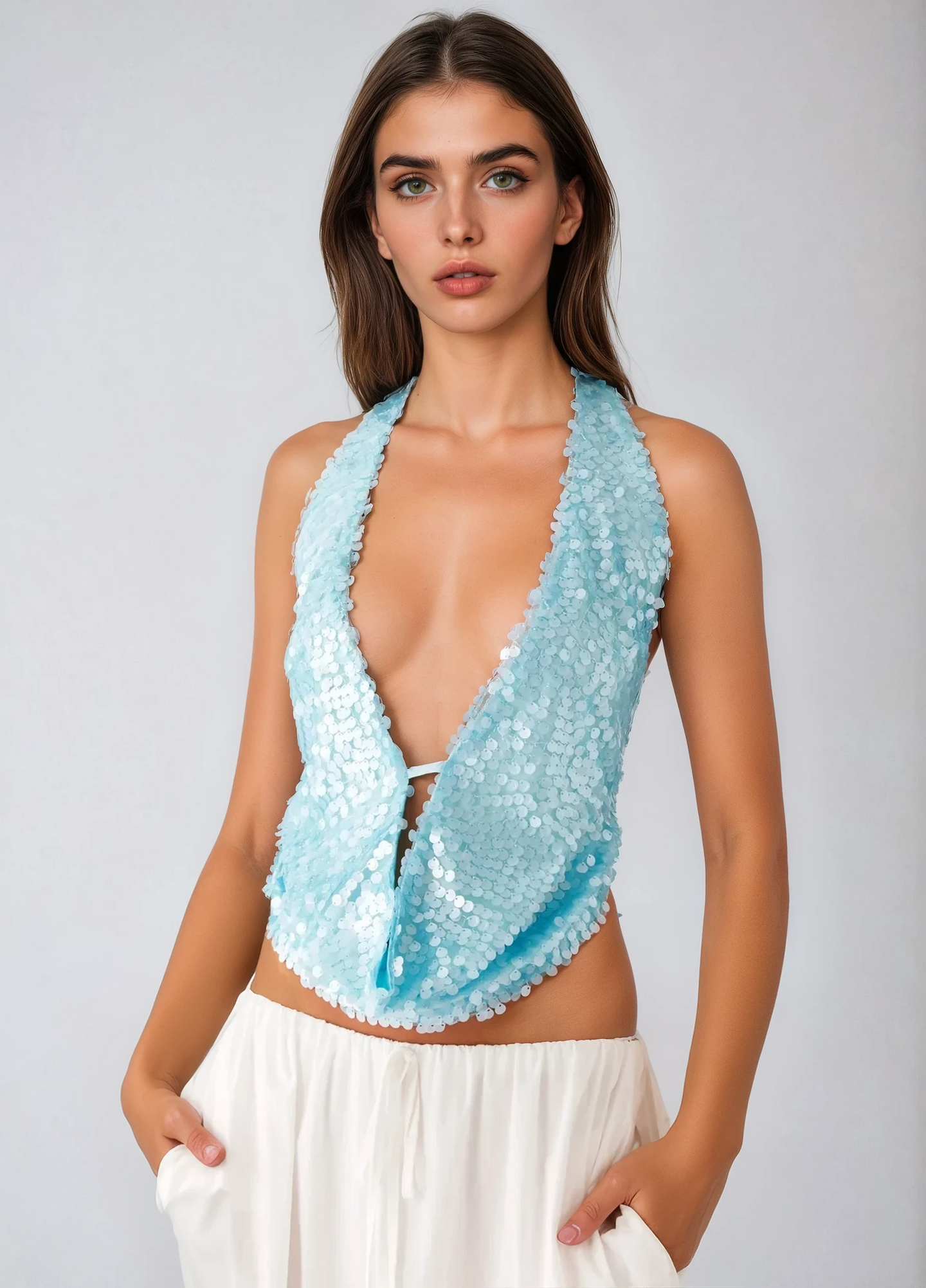Luna – Azzurro Cowl Top