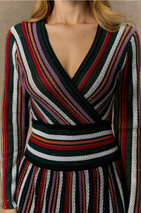 AURORA v Neck Knit Maxi Dress With Subtle Shine