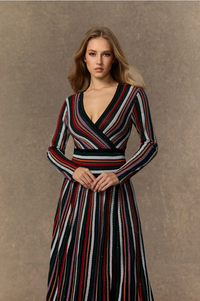 AURORA v Neck Knit Maxi Dress With Subtle Shine