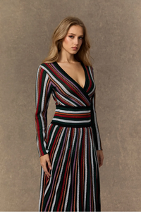 AURORA v Neck Knit Maxi Dress With Subtle Shine