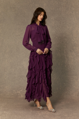 BLOSSOM Bow Neck Ruffle Maxi Dress