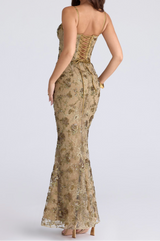VALERIA Embellished Corset Maxi Dress