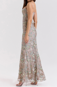 VALERIA Embellished Corset Maxi Dress