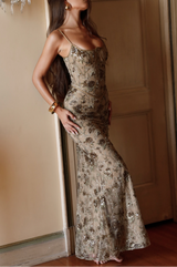 VALERIA Embellished Corset Maxi Dress