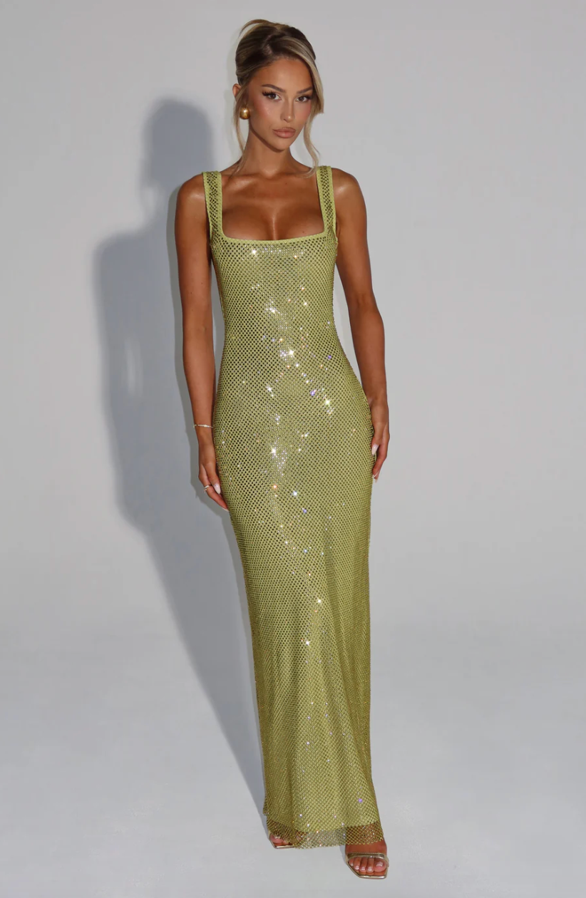 DORÉA Rhinestone Maxi Dress