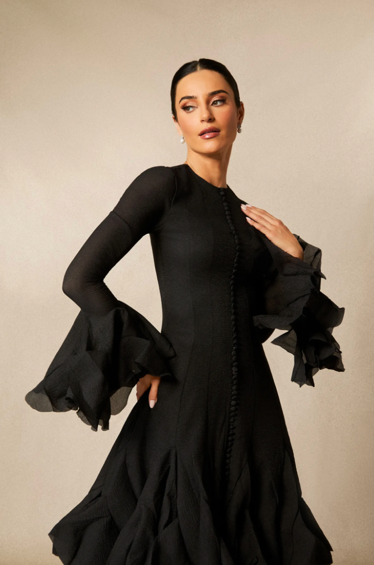 LUNELLA Flared Hem Mini Dress