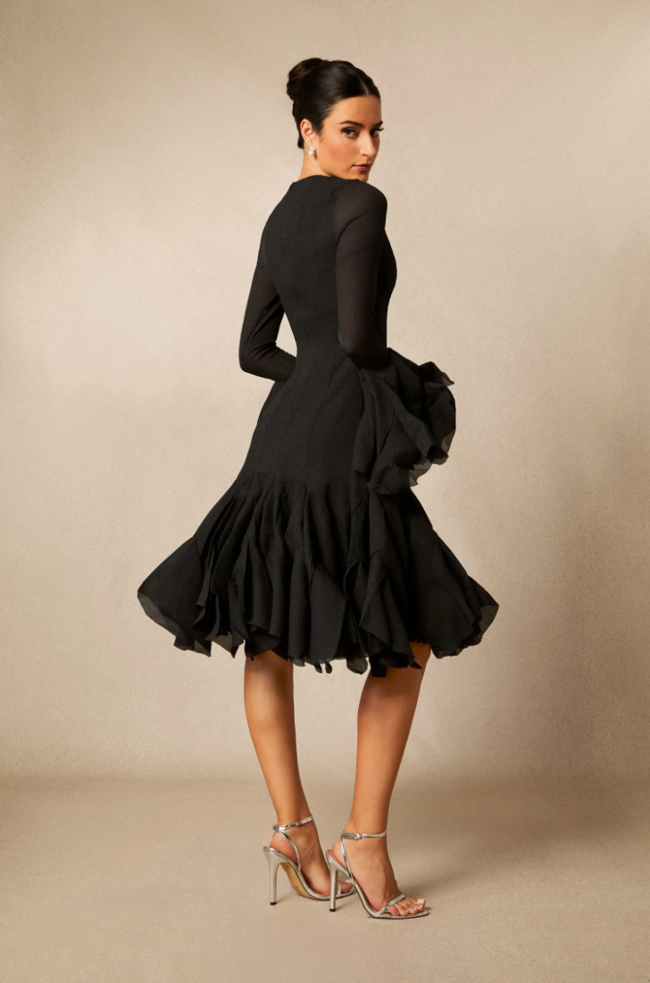 LUNELLA Flared Hem Mini Dress