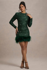 ELVORIA Feather Sequin Dress