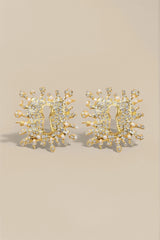 Sunburst Keyhole Crystal Statement Earrings