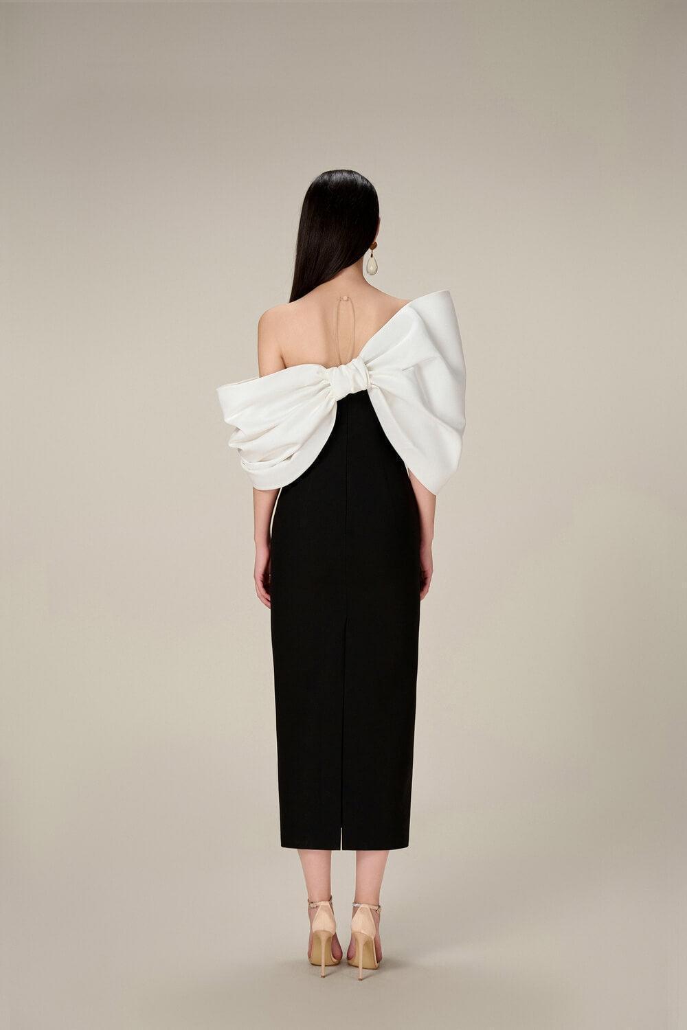 DELANCY Bow Back Midi Dress