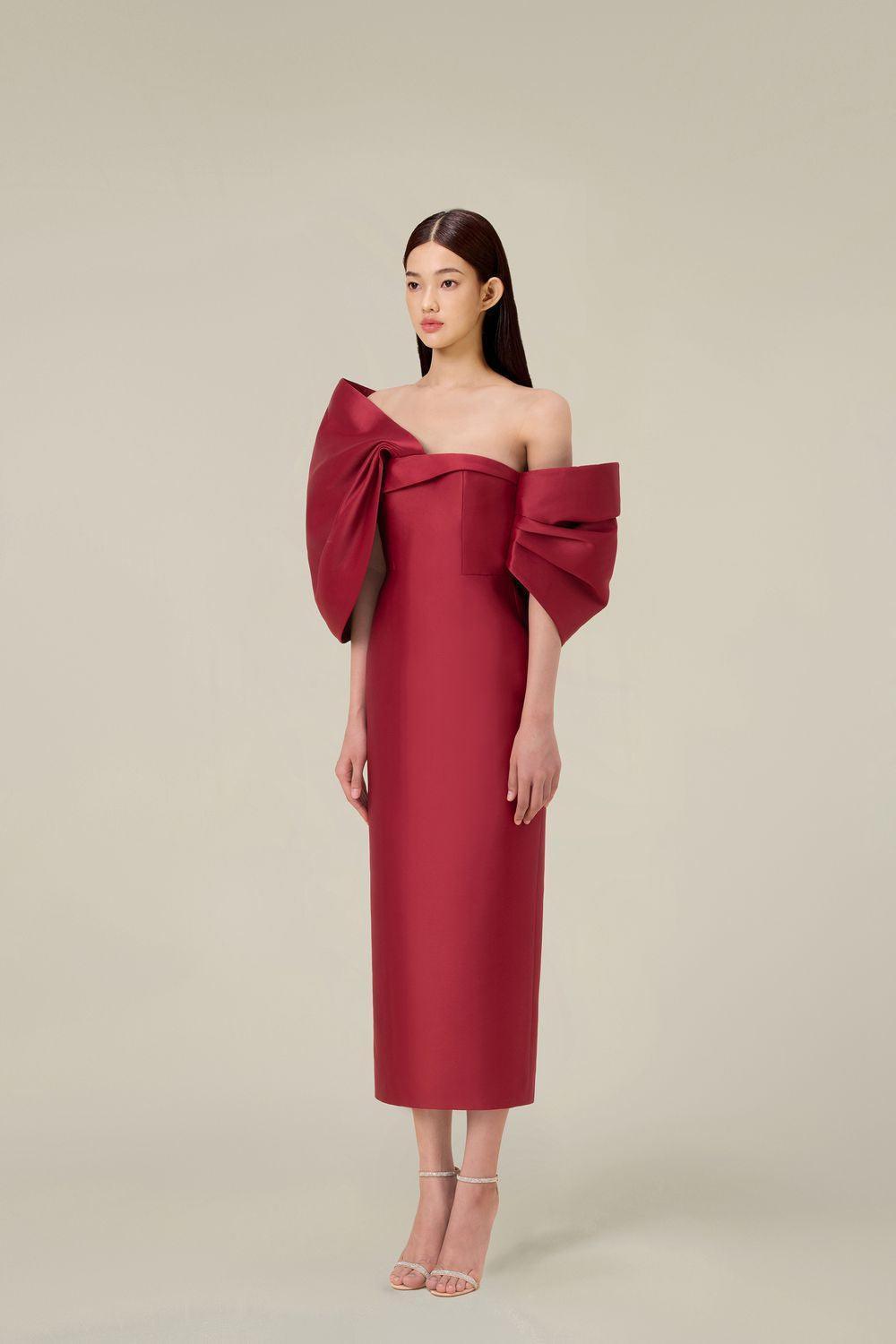 DELANCY Bow Back Midi Dress