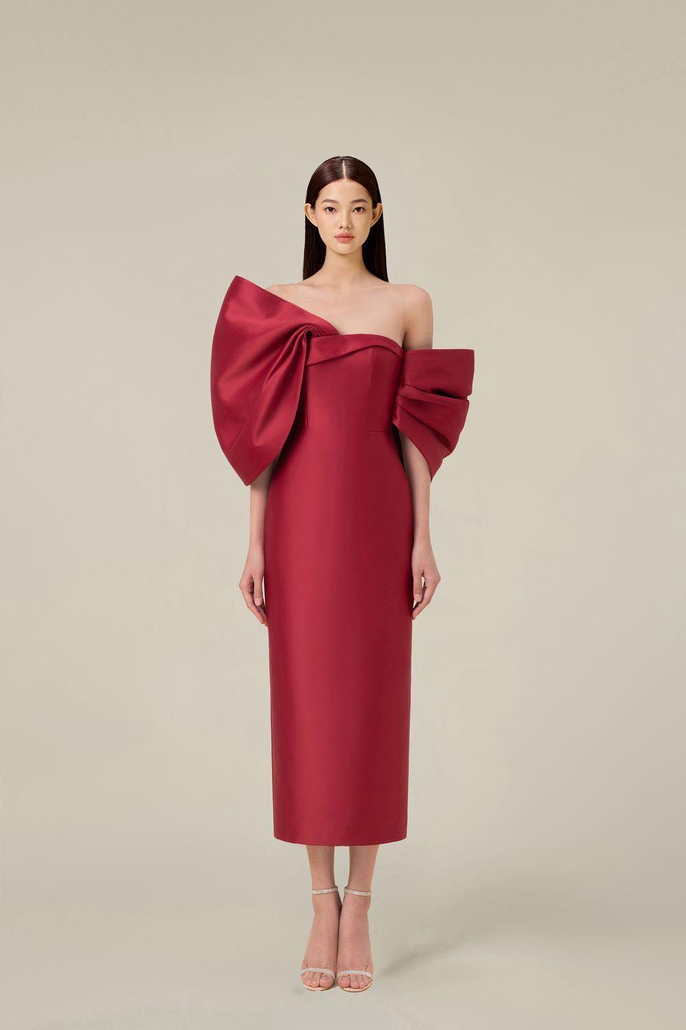 DELANCY Bow Back Midi Dress