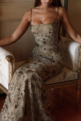 VALERIA Embellished Corset Maxi Dress