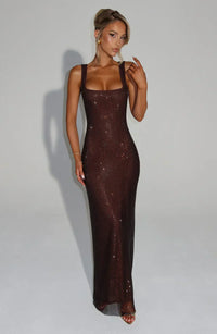 DORÉA Rhinestone Maxi Dress