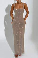 DORÉA Rhinestone Maxi Dress