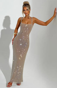 DORÉA Rhinestone Maxi Dress