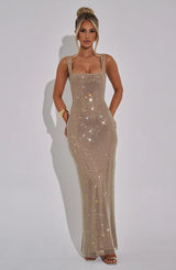 DORÉA Rhinestone Maxi Dress