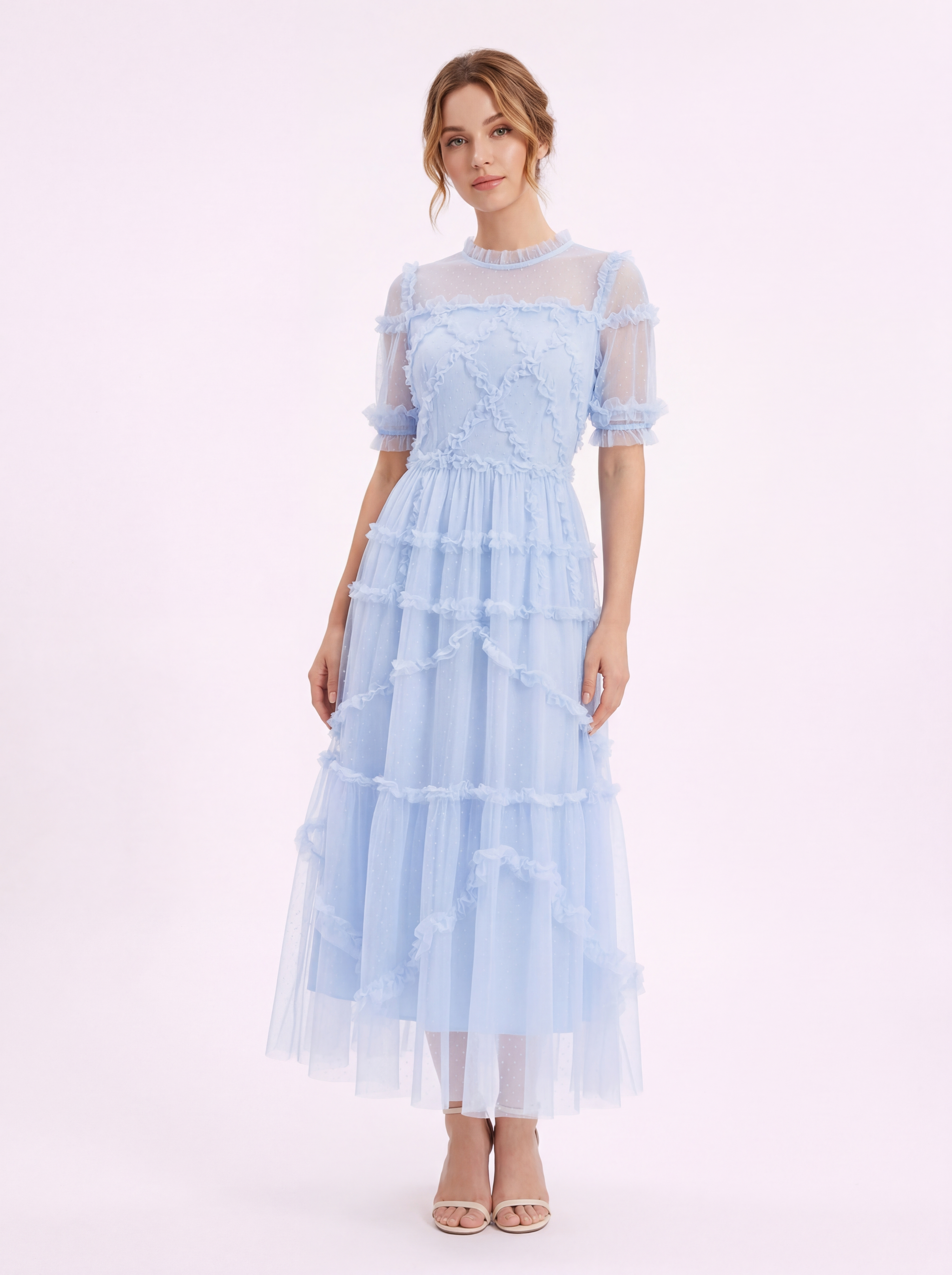 ELOISE Polka Dot Puff Sleeve Maxi Dress