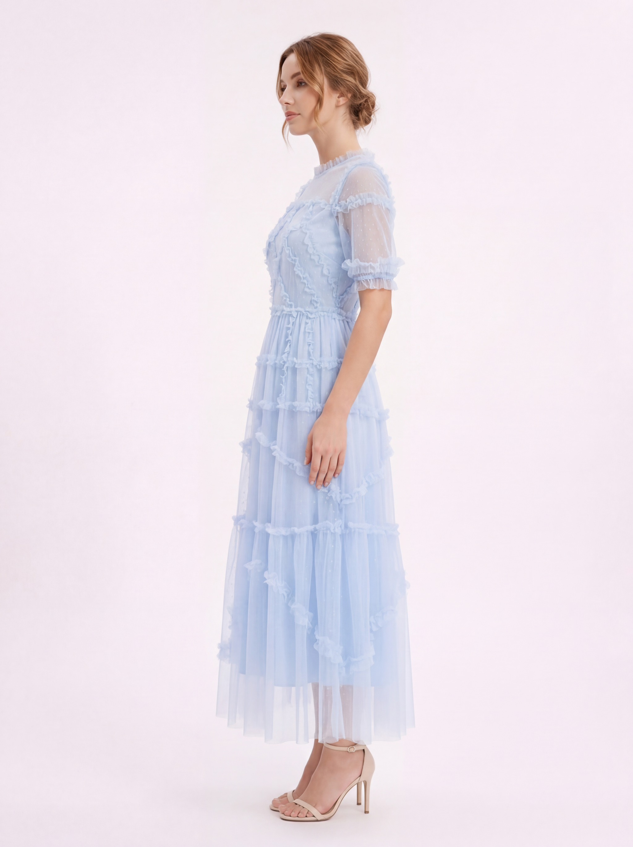 ELOISE Polka Dot Puff Sleeve Maxi Dress