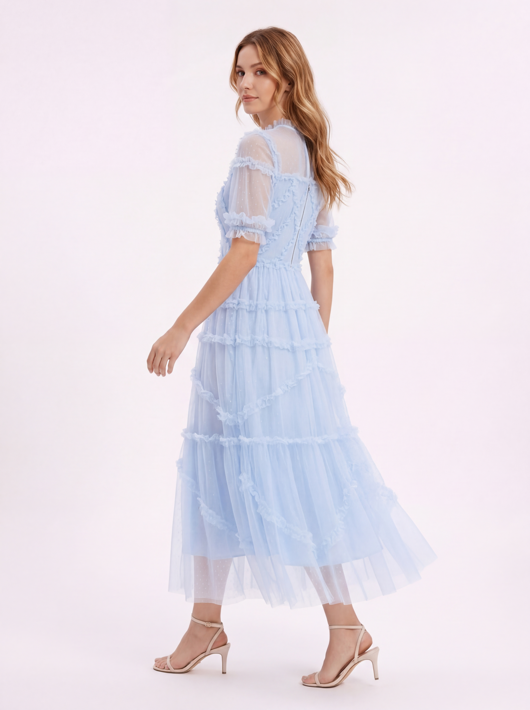 ELOISE Polka Dot Puff Sleeve Maxi Dress