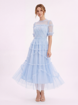 ELOISE Polka Dot Puff Sleeve Maxi Dress