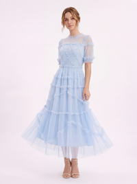 ELOISE Polka Dot Puff Sleeve Maxi Dress