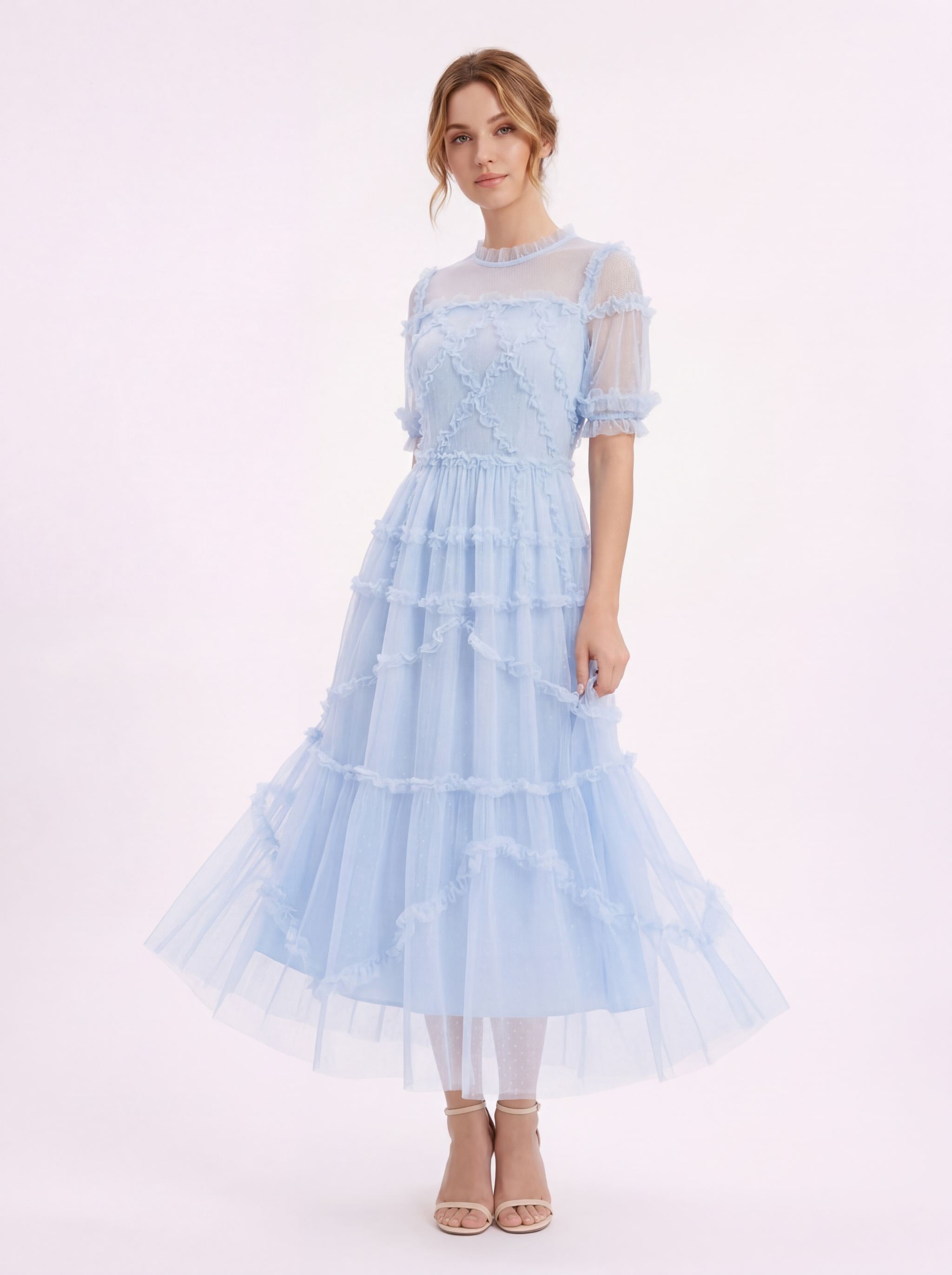 ELOISE Polka Dot Puff Sleeve Maxi Dress