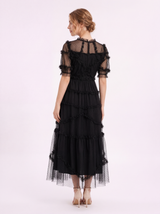 ELOISE Polka Dot Puff Sleeve Maxi Dress