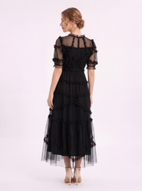 ELOISE Polka Dot Puff Sleeve Maxi Dress