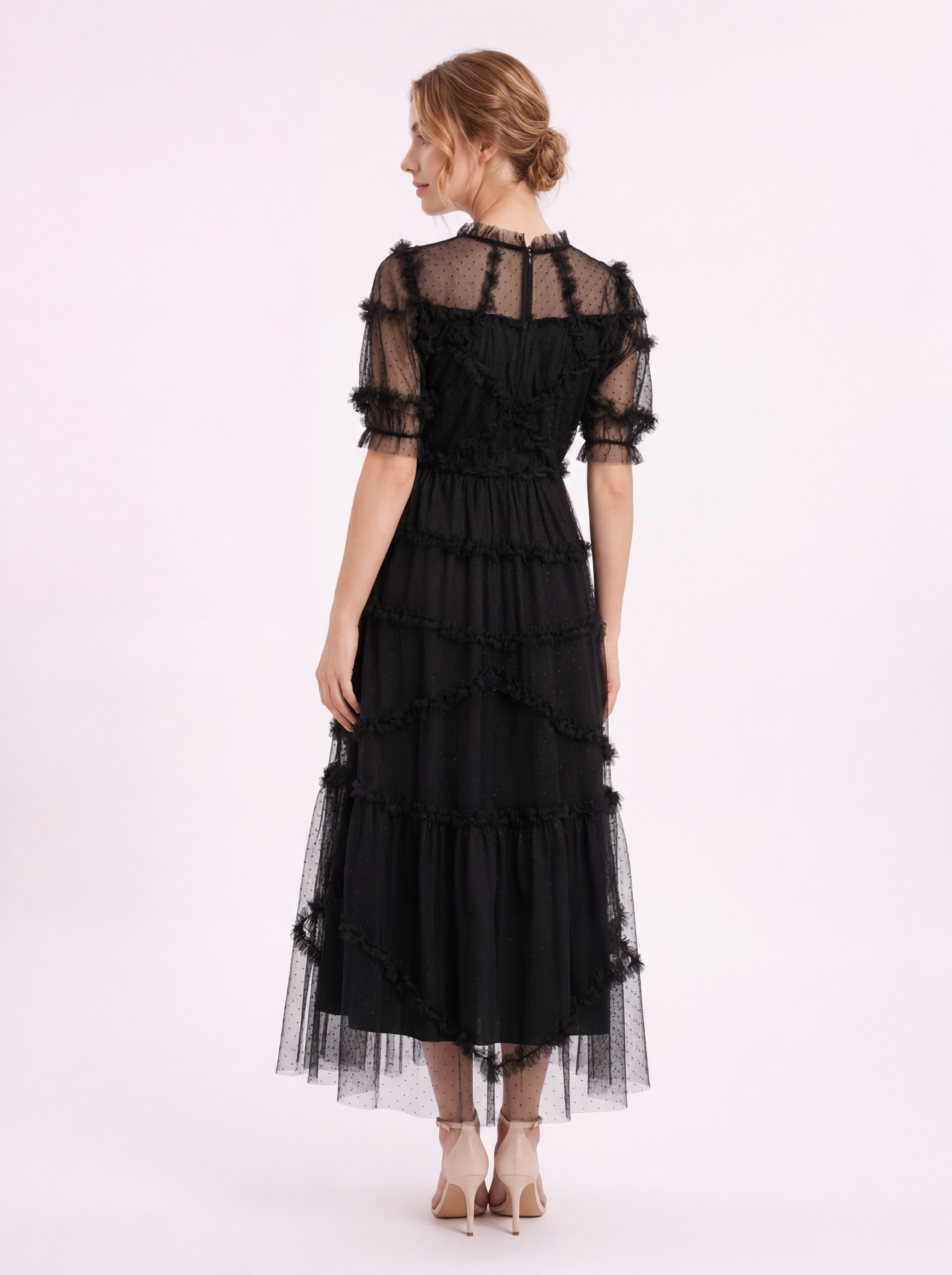 ELOISE Polka Dot Puff Sleeve Maxi Dress