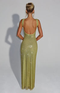 DORÉA Rhinestone Maxi Dress