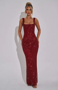 DORÉA Rhinestone Maxi Dress