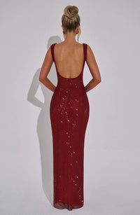 DORÉA Rhinestone Maxi Dress