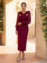 SERELLA Embroidered Midi Dress