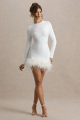 ELVORIA Feather Sequin Dress
