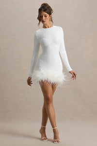 ELVORIA Feather Sequin Dress