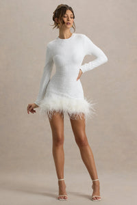 ELVORIA Feather Sequin Dress