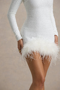 ELVORIA Feather Sequin Dress