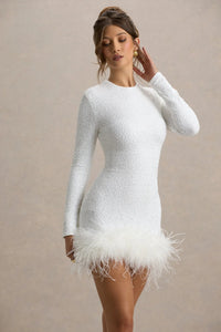 ELVORIA Feather Sequin Dress